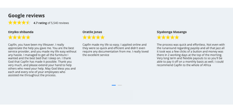 Capfin Loan reviews.